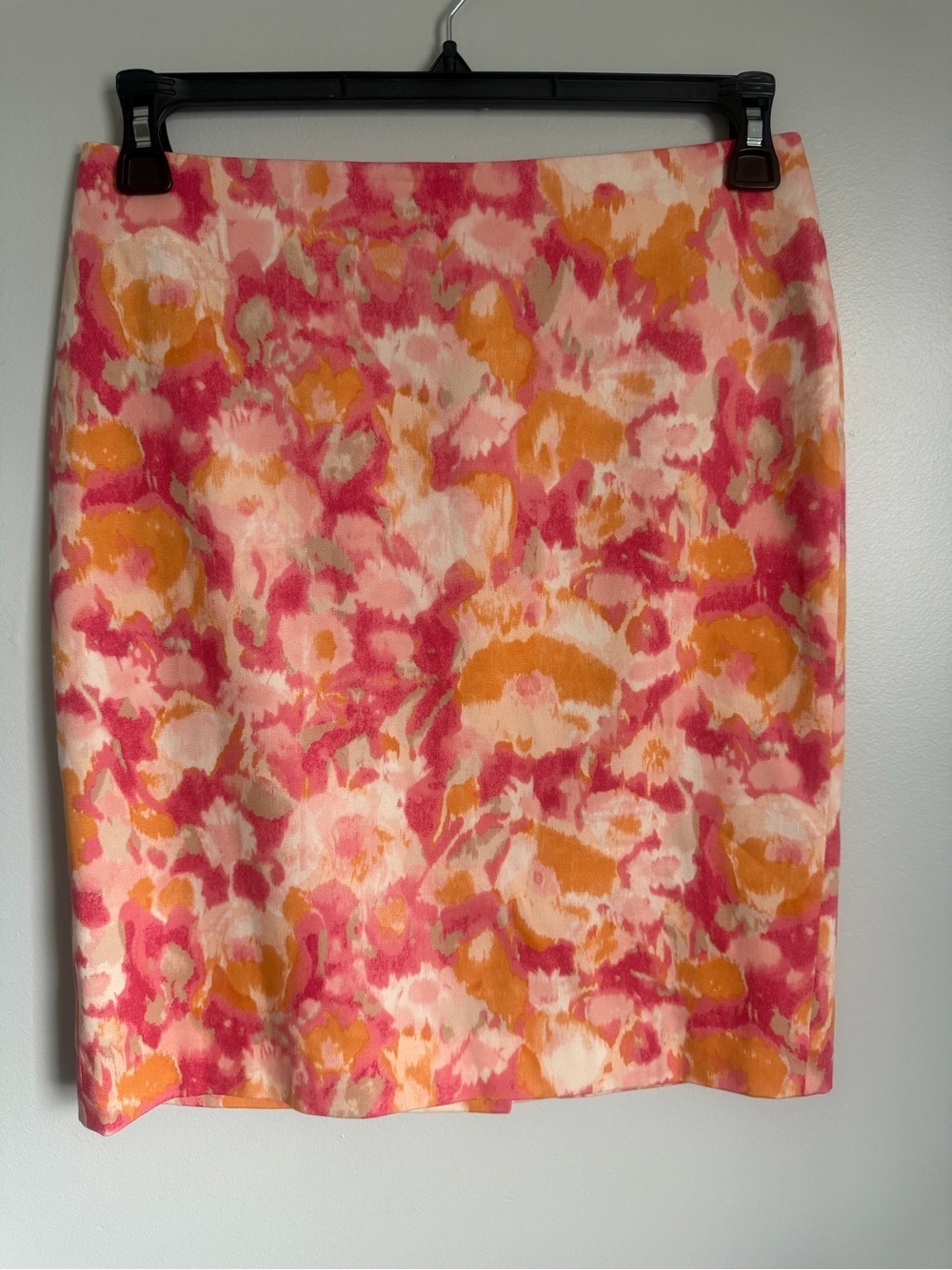 Talbots Pink & Orange Floral Pencil lined Skirt size Petite 6